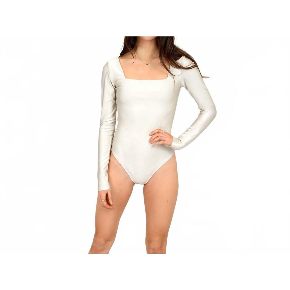 NEW RD STYLE square neck long sleeve bodysuit in pearl